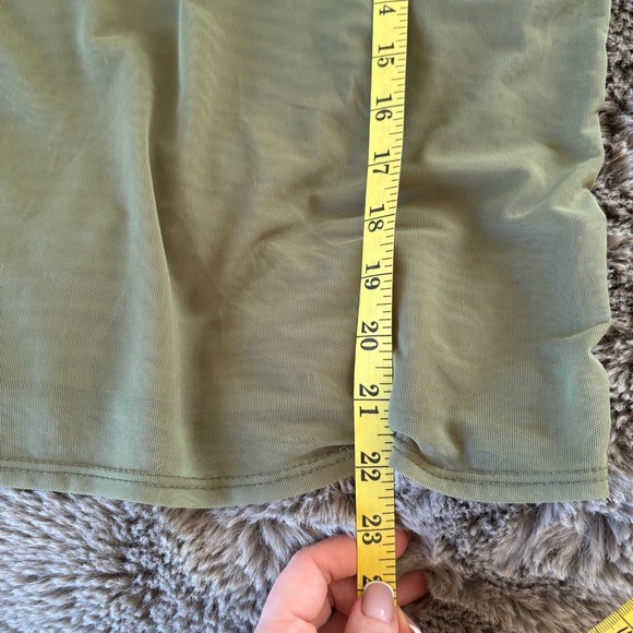 Brandy Blu Sheer olive green long-sleeve mesh top Grunge Whimsigoth Overlay L - Picture 6 of 6